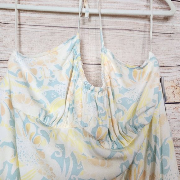 NWT BP Nordstrom Floral Halter Dress  Teal Ivory Zel Floral Size XL - Picture 4 of 14